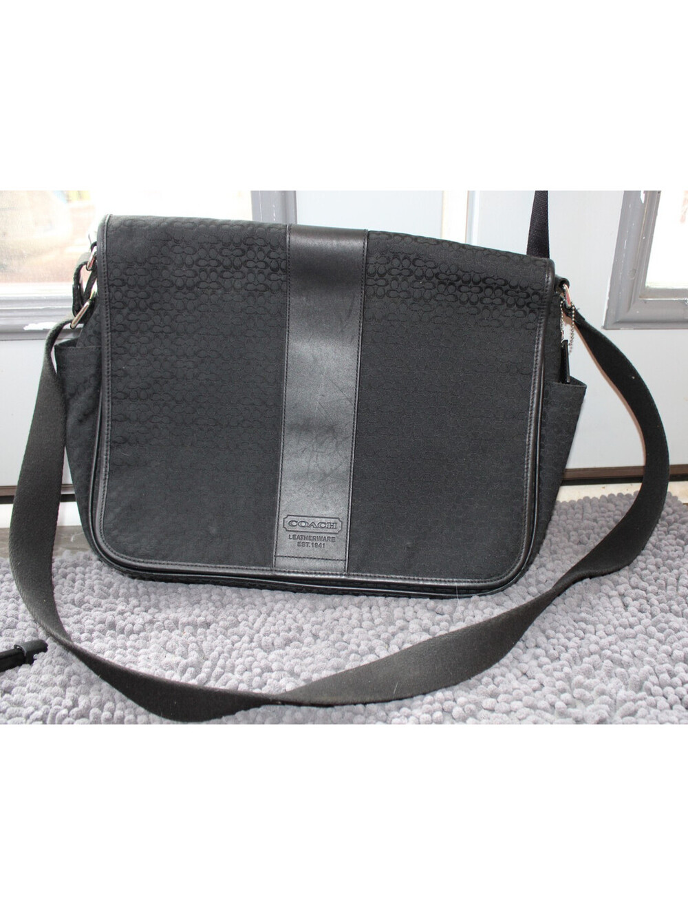 Coach Signature Hudson Commuter Laptop Messenger Bag Black Vintage M0785-F77004